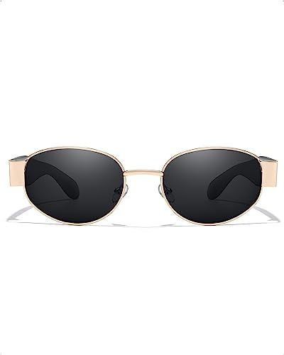 Retro Oval Sunglasses for Women, 90s Vintage Designer Ladies Shades Trendy Fashion Sun Glasses
