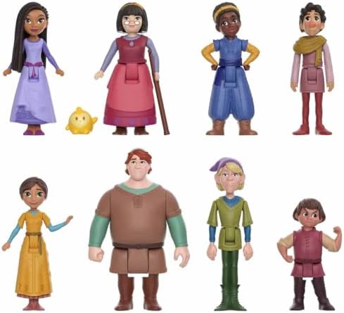 Mattel Disney Wish The Teens Mini Doll Set, 8 Posable Dolls & Star Figure, Characters Wear Signature Outfits