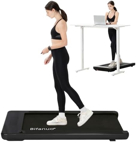 Bifanuo Under Desk Treadmill, 2.25HP Walking Treadmill with 265lb Weight Capacity, Portable Walking Pad Design, Desk Treadmill for Home Office with IR Remote Control