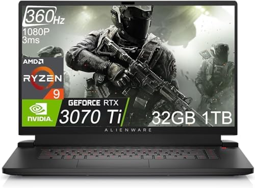 Alienware m17 R5 Gaming Laptop (17.3" 360Hz FHD 3ms, AMD Ryzen 9 6900HX (beat i9-11900H), 32GB DDR5 RAM, 1TB PCIe SSD, NVIDIA GeForce RTX 3070 Ti 8GB) RGB Backlit, USB 4.0 Type-C, Win 11 Home -Dark