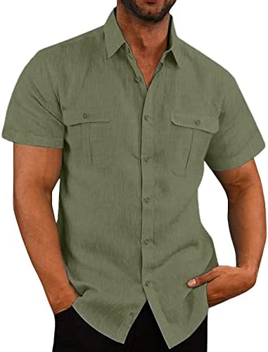 Oversized Tee Shirt Men 2024 Summer Short Sleeve Cotton Linen Button Down Shirts Casual Solid Beach Trendy Clothes