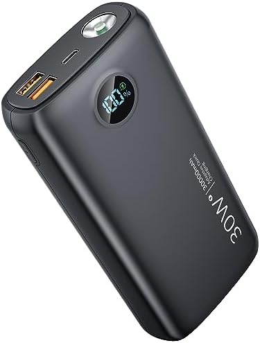 DIAMUAR Portable Charger 30,000mAh-Output Input USB C Fast Charging LED Display SCP22.5W PD3.0 QC4.0 Power Bank, Flashlight External Battery Pack for iPhone, Samsung Galaxy, LG, and More Black