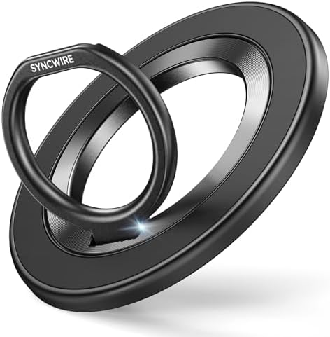 SYNCWIRE Upgraded Magnetic Phone Ring Holder for MagSafe, Magnetic Cell Phone Grip Stand Finger Ring Kickstand with Two-Sided Magnetic Compatible iPhone 15 Pro Max 14 13 12,Android,MagSafe Accessories