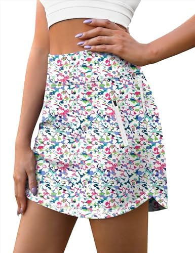 LouKeith Golf Skirts for Women Tennis Skirt with Zipper Pockets High Waisted Running Casual Athletic Skorts Built-in Shorts