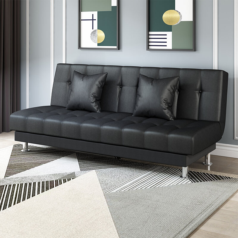 Single Double Three-Seat Sofa 1.8 M 2 M Sofa Leather Folding Bed Dual-Use Small Apartment Lazy Living Room PU Leather
