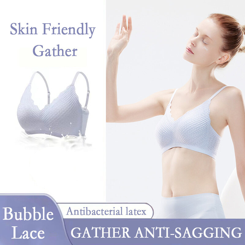 OK Bra Bacteriostatic Iatex Underwear Women's Small Chest Gathered Without Steel Ring Comfortable Breathable And Traceless Adjustable Bra