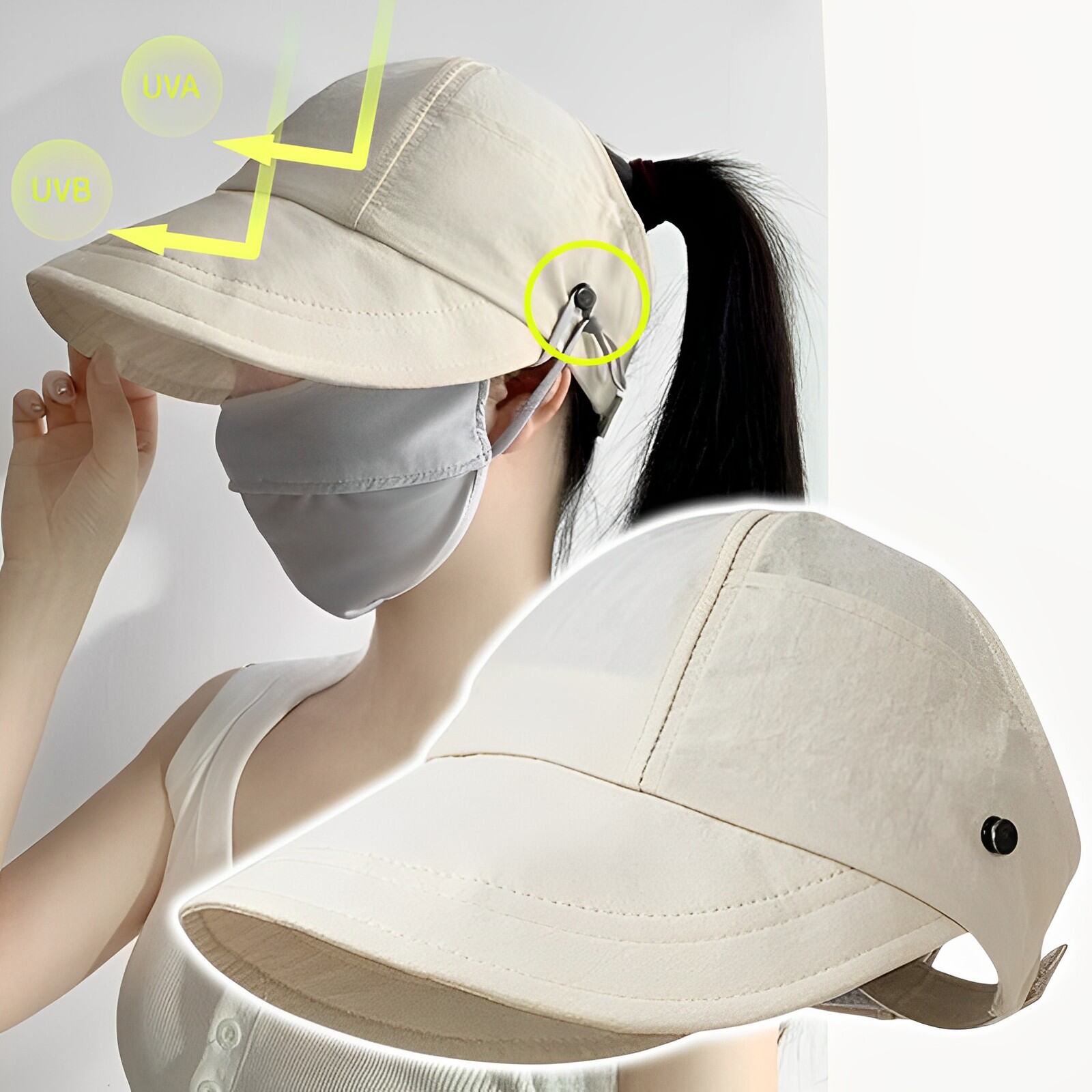 6.6 SUPER WOW SALE Summer Wide Brim Sunhat Women Sun Hats Foldable Adjustable Outdoor Beach Bucket Hat UV Protection Visors Fisherman Ponytail Caps