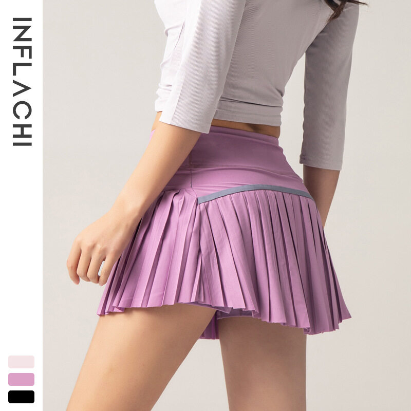 S-XXL Women's Athletic Tennis Skirt Flowy Golf Skirts Pleated Shorts Sport Skort with Pockets Badminton Running Skirt Quick-Drying High Waisted