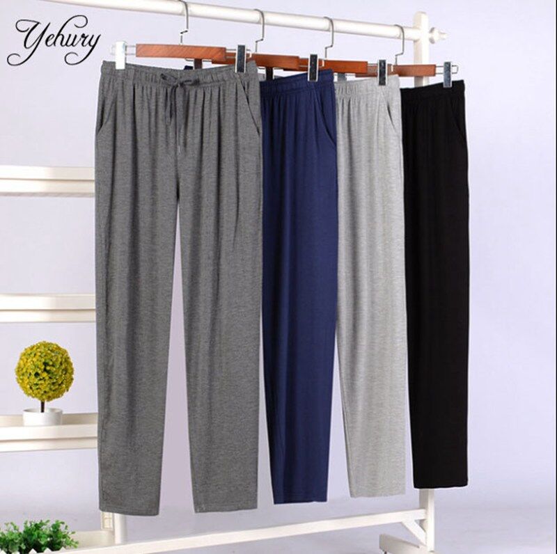 Yehury Men's Slack Pants Soft Bamboo Fiber Cotton Loungewear Nightwear Men Pajamas Loose Breathable Elastic Chinos Home Men Sleep Bottoms