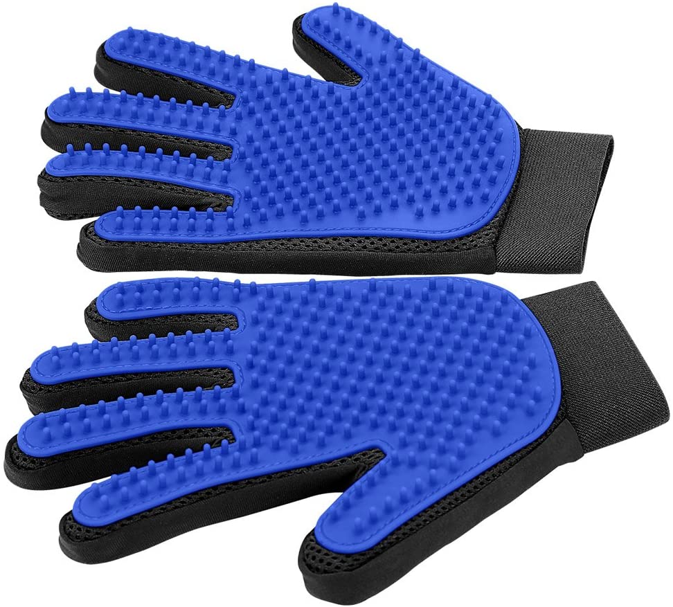 1 pair Pet Grooming Glove Gentle Deshedding Brush Glove Efficient Pet Hair Remover Mitt Enhanced Five Finger Design Perfect for Dog & Cat with Long & Short Fur